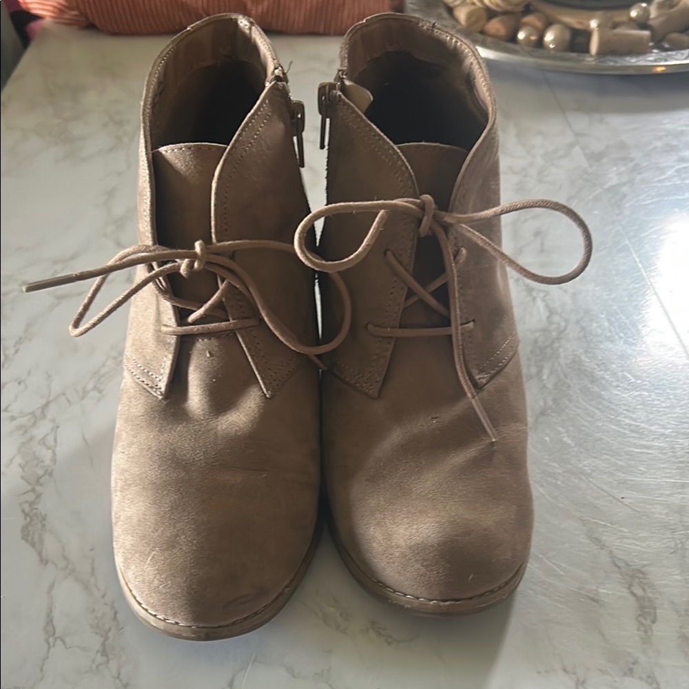 Target Tan Ankle Booties Suede Design